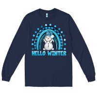 Navy hello winter rainbow with snowman bbs Long Sleeve Tee - BundleAndBundleShop