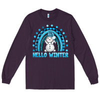 Plum hello winter rainbow with snowman bbs Long Sleeve Tee - BundleAndBundleShop