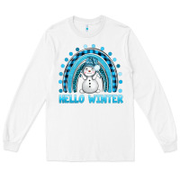 White hello winter rainbow with snowman bbs Long Sleeve Tee - BundleAndBundleShop