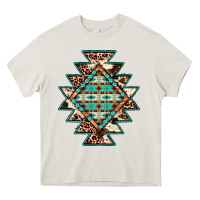 Cream cowhide leopard gemstone aztec Heavy Core Tee - JahusDesignShop