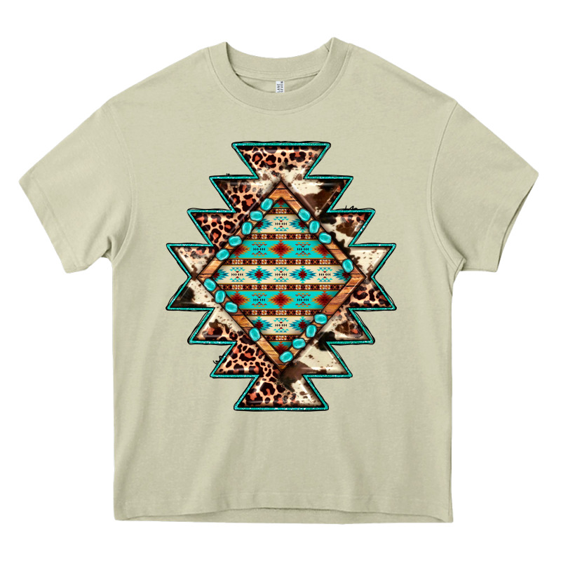 Cowhide Leopard Gemstone Aztec Heavy Core Tee by JahusDesignShop | Teevron