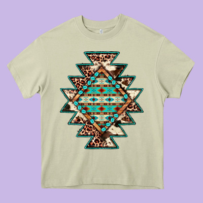 Cowhide Leopard Gemstone Aztec Heavy Core Tee Designed By Jahusdesignshop