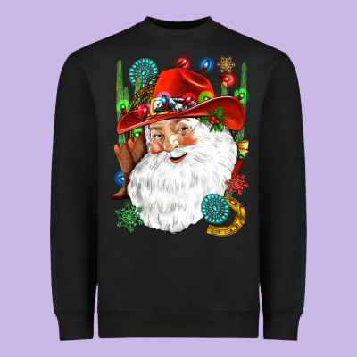 Cowboy Santa Heavyweight Sweatshirt Designed By Nancycooperartshop