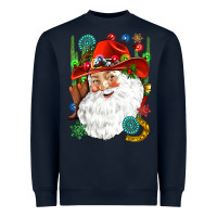 Navy Cowboy Santa Heavyweight Sweatshirt - NancyCooperArtShop