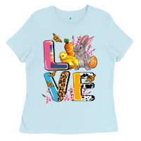 Baby Blue love easter Ladies Tee - AdoDesignShop