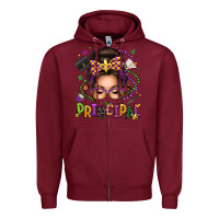 Burgundy mardi gras principal caucasian messy bun Zipper Hoodie - texasbilliewilder