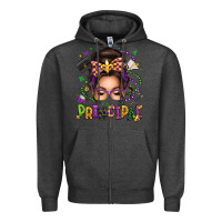 Charcoal Heather mardi gras principal caucasian messy bun Zipper Hoodie - texasbilliewilder