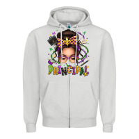 Dove Grey mardi gras principal caucasian messy bun Zipper Hoodie - texasbilliewilder