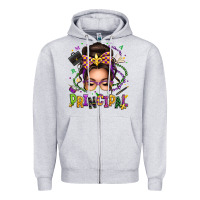 Heather Grey mardi gras principal caucasian messy bun Zipper Hoodie - texasbilliewilder