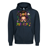 Navy mardi gras principal caucasian messy bun Zipper Hoodie - texasbilliewilder