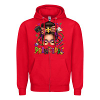 Red mardi gras principal caucasian messy bun Zipper Hoodie - texasbilliewilder
