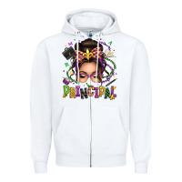 White mardi gras principal caucasian messy bun Zipper Hoodie - texasbilliewilder