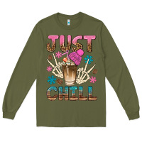 Army Green just chill with coffee bean bbs Long Sleeve Tee - BundleAndBundleShop