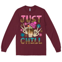 Burgundy just chill with coffee bean bbs Long Sleeve Tee - BundleAndBundleShop