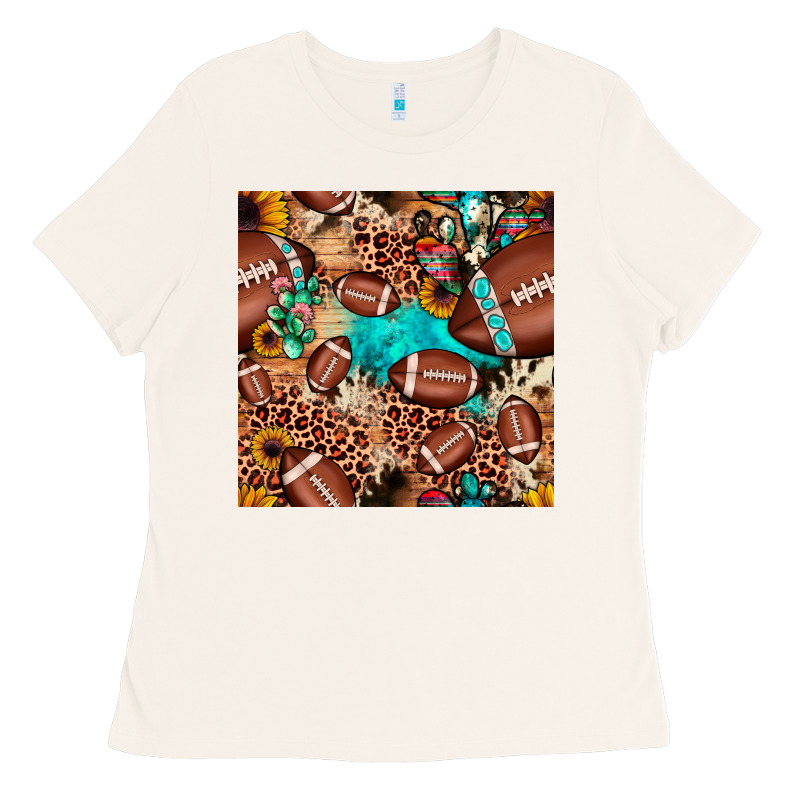 Football Cactus Sunflower Seamless Pattern Ladies Tee by JahusDesignShop | Teevron