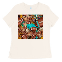 Bone football cactus sunflower seamless pattern Ladies Tee - JahusDesignShop