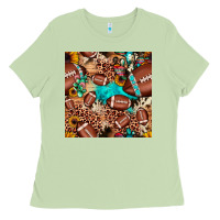 Matcha football cactus sunflower seamless pattern Ladies Tee - JahusDesignShop