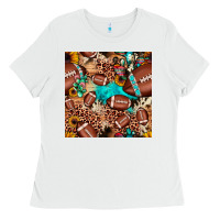 White football cactus sunflower seamless pattern Ladies Tee - JahusDesignShop