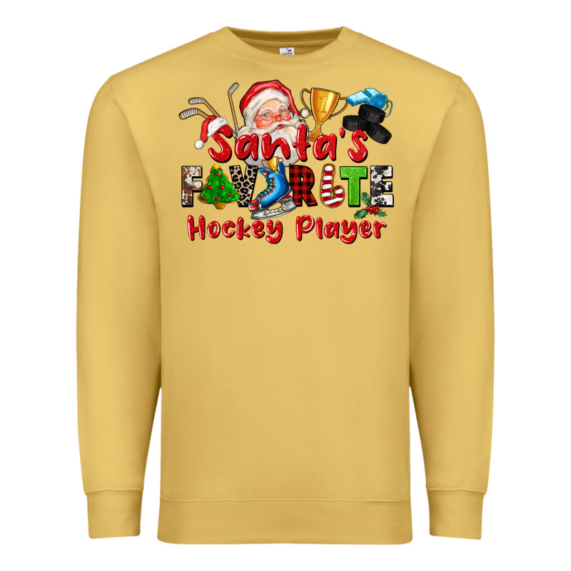 Santas Favorite Hockey Player Premium Sweatshirt by CowGirlArtShop | Teevron