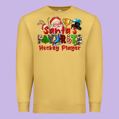 Santas Favorite Hockey Player Premium Sweatshirt Designed By Cowgirlartshop