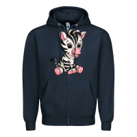 Navy zebra Zipper Hoodie - texasbilliewilder