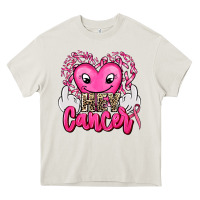Cream hey cancer with middle fingers Heavy Core Tee - AdoDesignShop