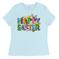 Baby Blue happy easter Ladies Tee - AdoDesignShop