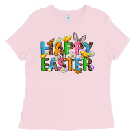 Bubblegum Pink happy easter Ladies Tee - AdoDesignShop