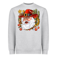 Heather Grey Cowboy Santa Heavyweight Sweatshirt - NancyCooperArtShop