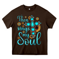 Chocolate Brown then sings my soul cross Heavy Core Tee - JahusDesignShop