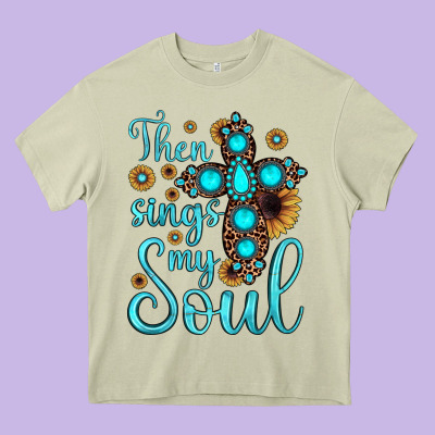 Then Sings My Soul Cross Heavy Core Tee Designed By Jahusdesignshop