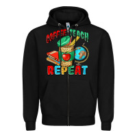 Black coffee teach repeat Zipper Hoodie - NancyCooperArtShop