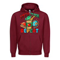 Burgundy coffee teach repeat Zipper Hoodie - NancyCooperArtShop