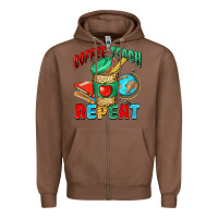 Chestnut coffee teach repeat Zipper Hoodie - NancyCooperArtShop