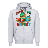 Heather Grey coffee teach repeat Zipper Hoodie - NancyCooperArtShop