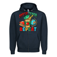 Navy coffee teach repeat Zipper Hoodie - NancyCooperArtShop