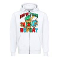 White coffee teach repeat Zipper Hoodie - NancyCooperArtShop