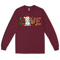 Burgundy love snowman bbs Long Sleeve Tee - BundleAndBundleShop