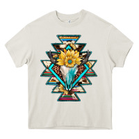 Cowhide Leopard Bull Skull Aztec Heavy Core Tee | Teevron