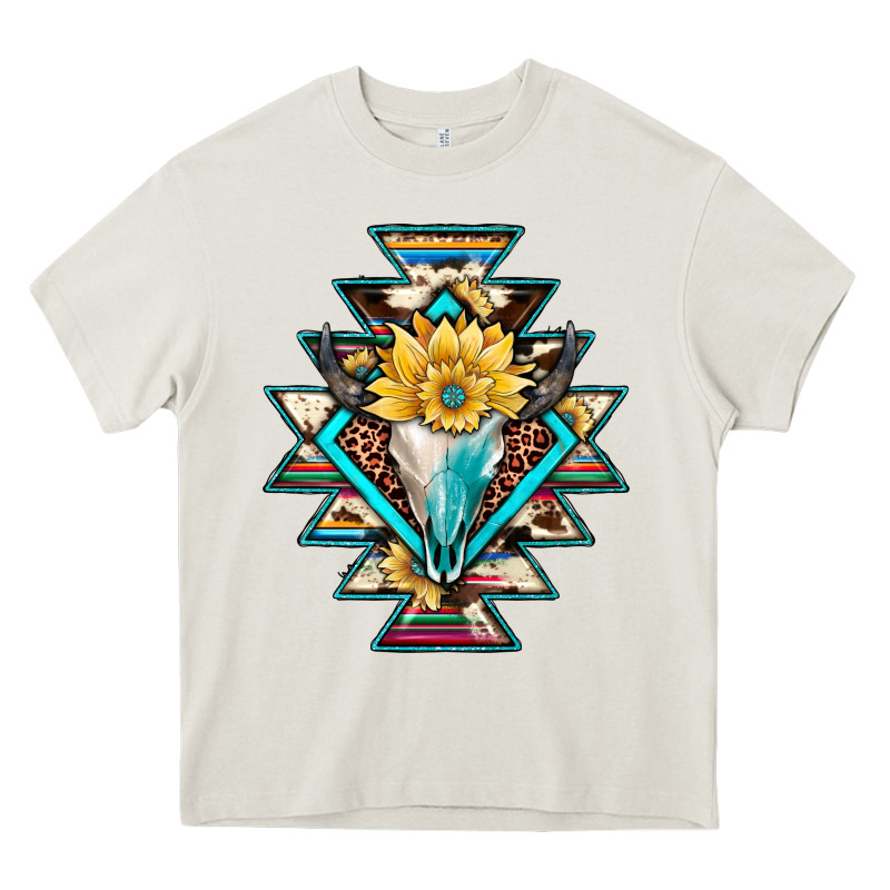 Cowhide Leopard Bull Skull Aztec Heavy Core Tee by JahusDesignShop | Teevron