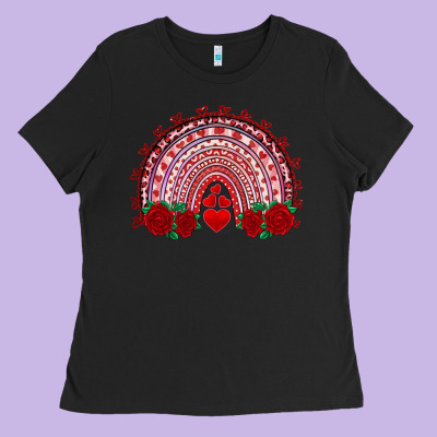 Valentines Day Rainbow With Roses Ladies Tee Designed By Ranaportraitstore