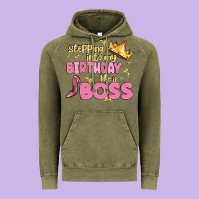 Birthday Boss Vintage Hoodie Designed By Maliassmallbusiness
