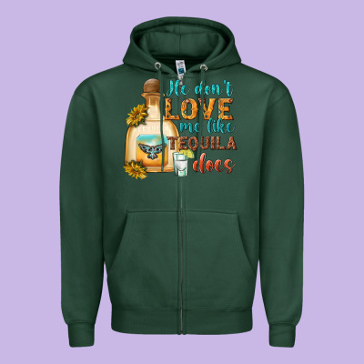 He Dont Love Me Like Tequila Does Zipper Hoodie Designed By Texasbilliewilder