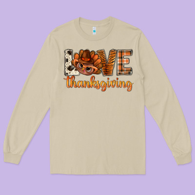 Love Thanksgiving With Turkey Bbs Long Sleeve Tee Designed By Bundleandbundleshop