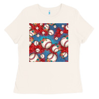 Bone baseball paisley and jean pattern, baseball seamless pattern Ladies Tee - JahusDesignShop
