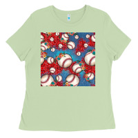 Matcha baseball paisley and jean pattern, baseball seamless pattern Ladies Tee - JahusDesignShop