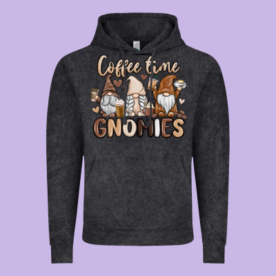 Coffee Time Gnomies Vintage Hoodie Designed By Maliassmallbusiness