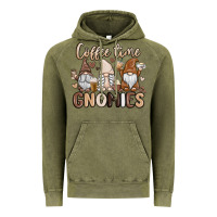 Vintage Olive coffee time gnomies Vintage Hoodie - MaliasSmallBusiness