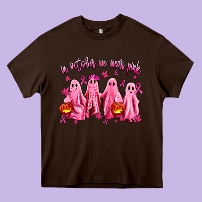 In October We Wear Pink Ghosts Heavy Core Tee Designed By Adodesignshop