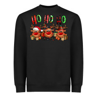 Black Ho ho ho Reindeer Heavyweight Sweatshirt - NancyCooperArtShop